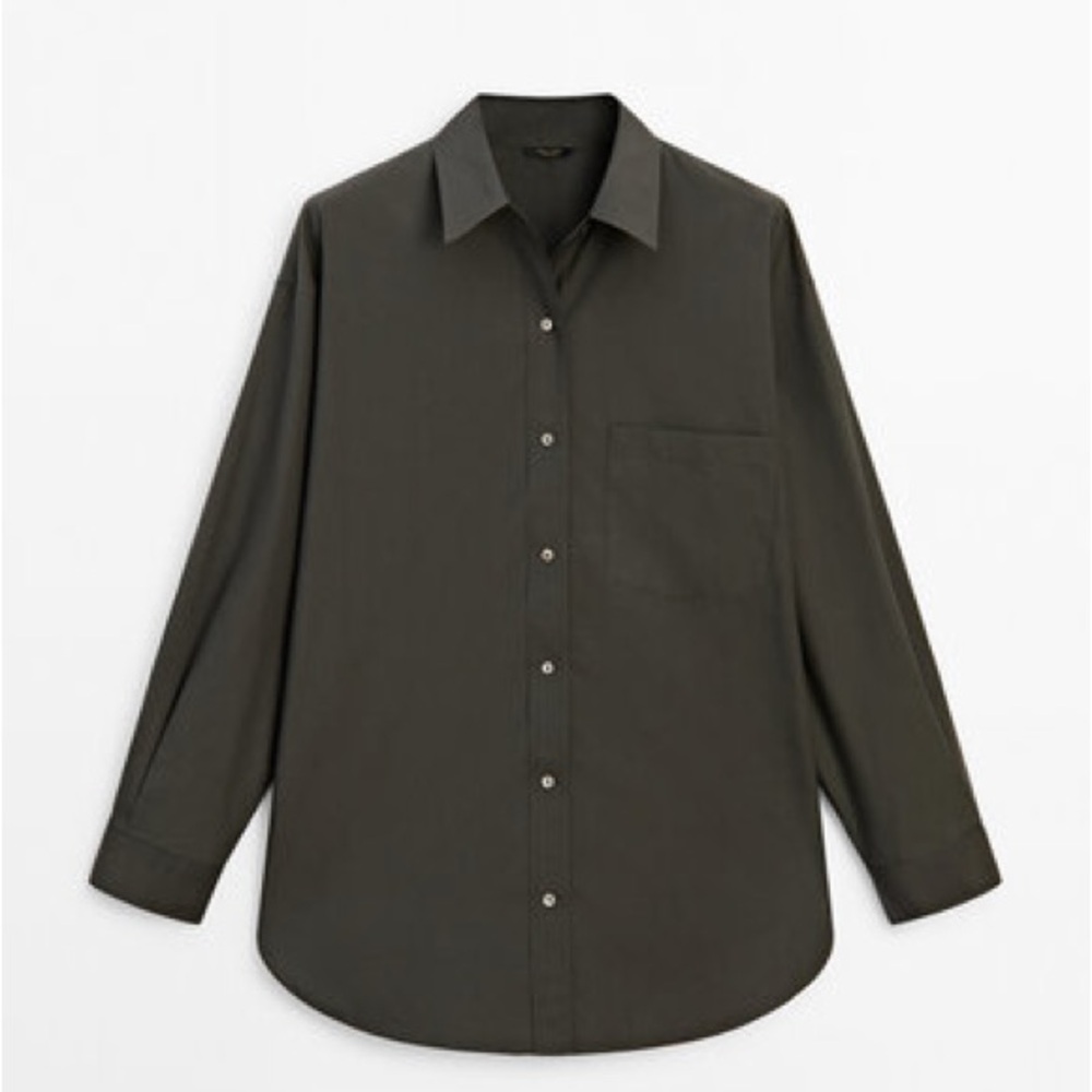 Massimo Dutti Dark Gray Casual Button Down Shirt